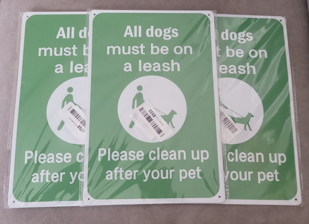 Dog Leash Signs Clean Up After Pet Outdoor Metal Sign Green