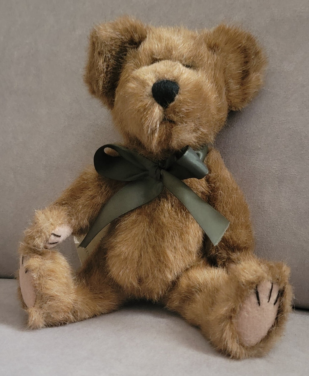 Vintage The Boyds Collection Ltd Plush Teddy Bear Brown Jointed w/ Green...
