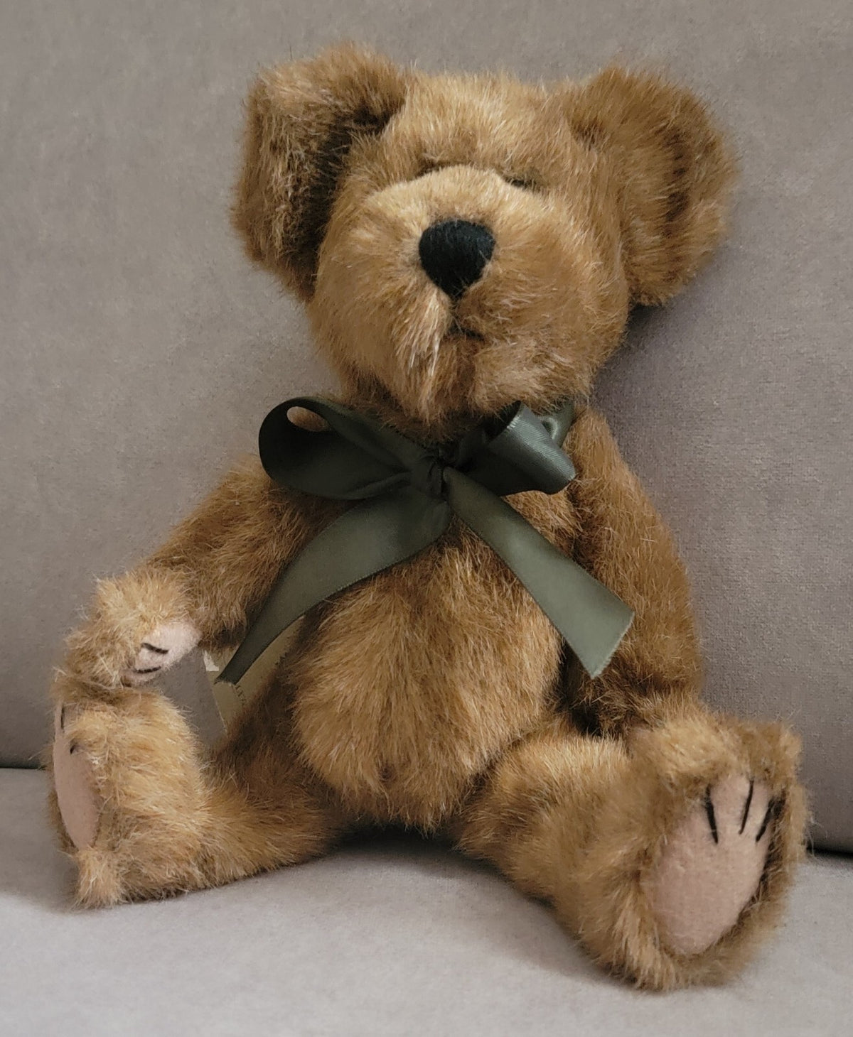Vintage The Boyds Collection Ltd Plush Teddy Bear Brown Jointed w/ Green...