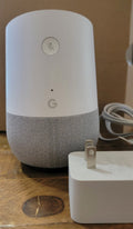 Google Home Smart Speaker White/Slate Gray w/ Original Power Adapte
