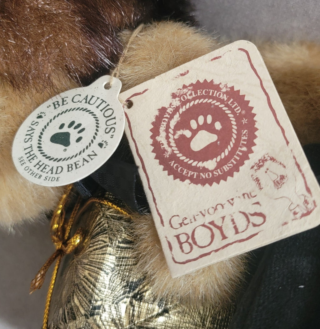 Boyds Bears Ivanna Spendalot plush teddy bear w/ gift box & faux fur hat tags