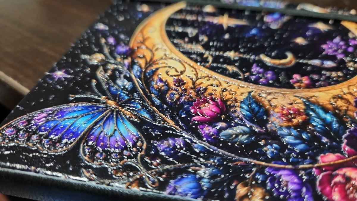 Moleskine Journal – Stunning 3D UV Printed Celestial Moon & Butterfly Design