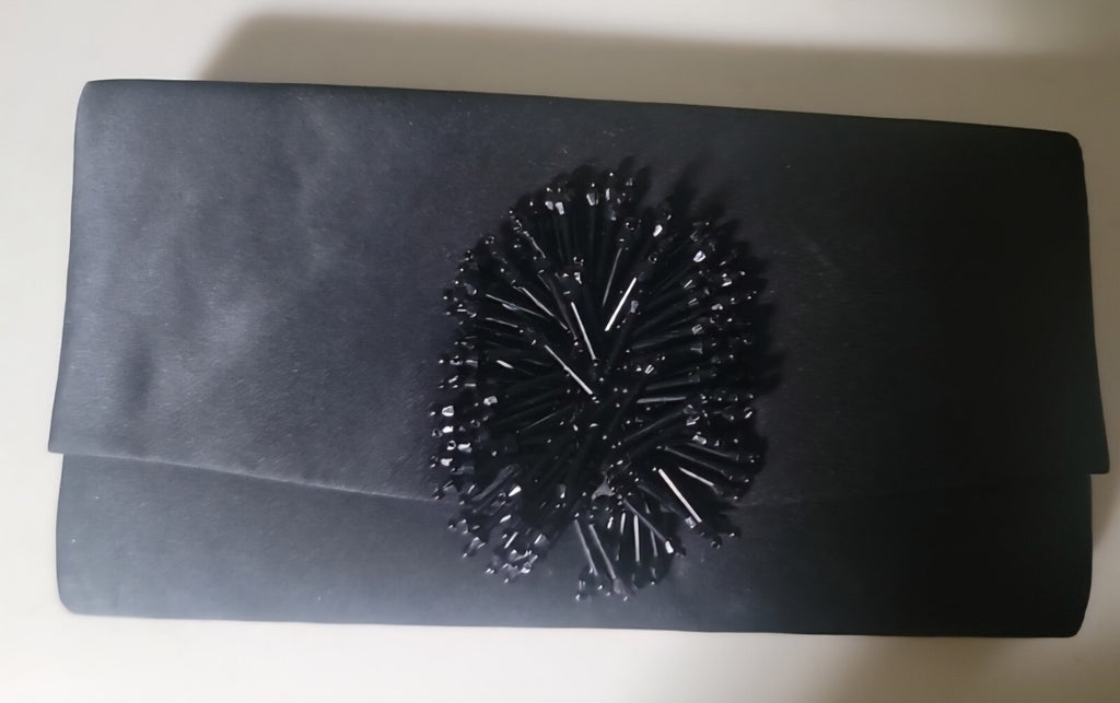 Vintage Charming Charlie Black Evening Bag With Beading Accent