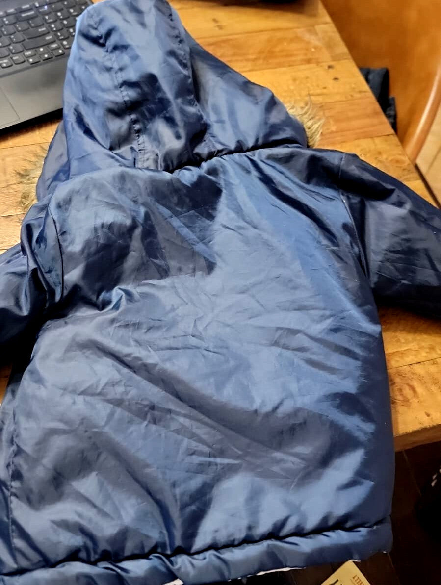 7 For All Mankind Baby Toddler Coat 24M Navy Puffer Jacket Faux Fur Hood
