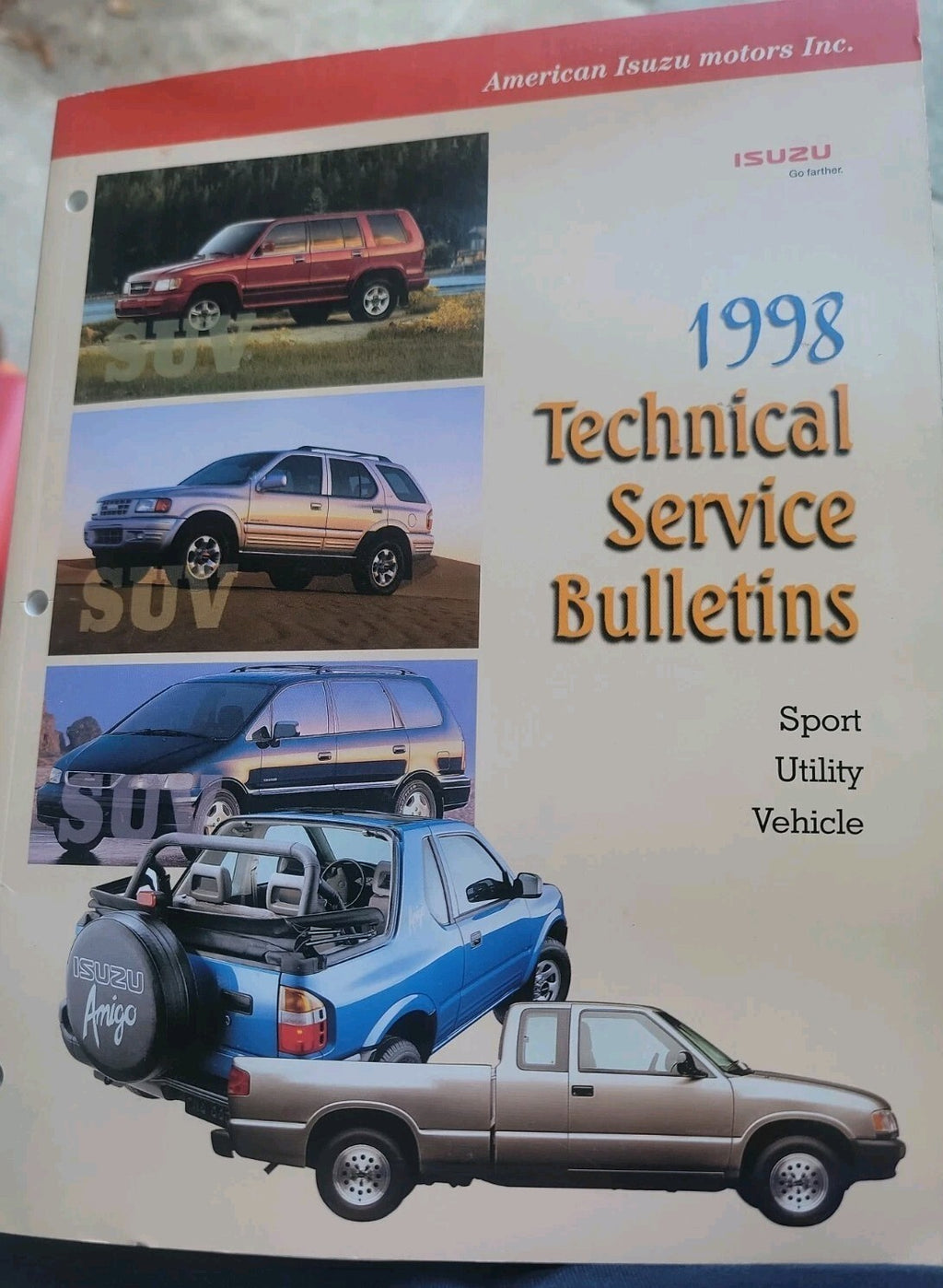 1998 Isuzu Technical Service bulletins OEM dealer manual rodeo amigo SUV