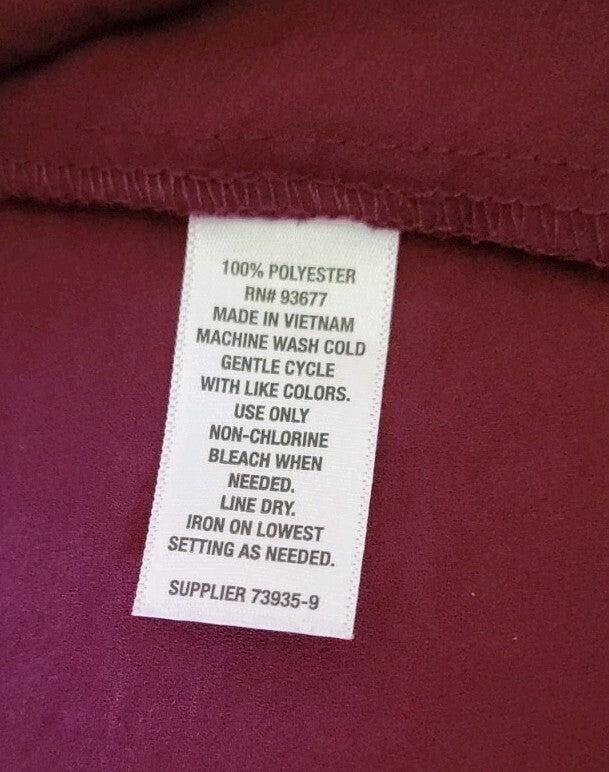a.n.a Burgundy Solid V-Neck Roll Tab 3/4 Sleeve Pullover Blouse Women's P-XXL