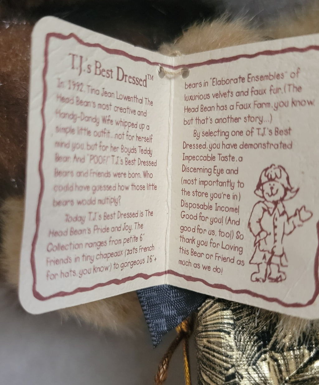Boyds Bears Ivanna Spendalot plush teddy bear w/ gift box & faux fur hat tags