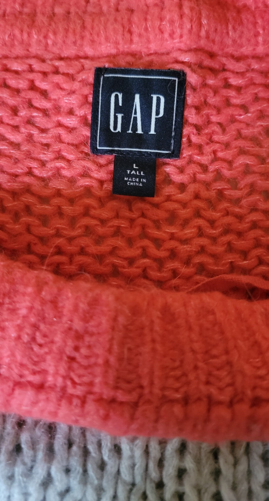 GAP Womens L Tall Luxe Stripe Boatneck Sweater Pink Gray Wool Alpaca Blend