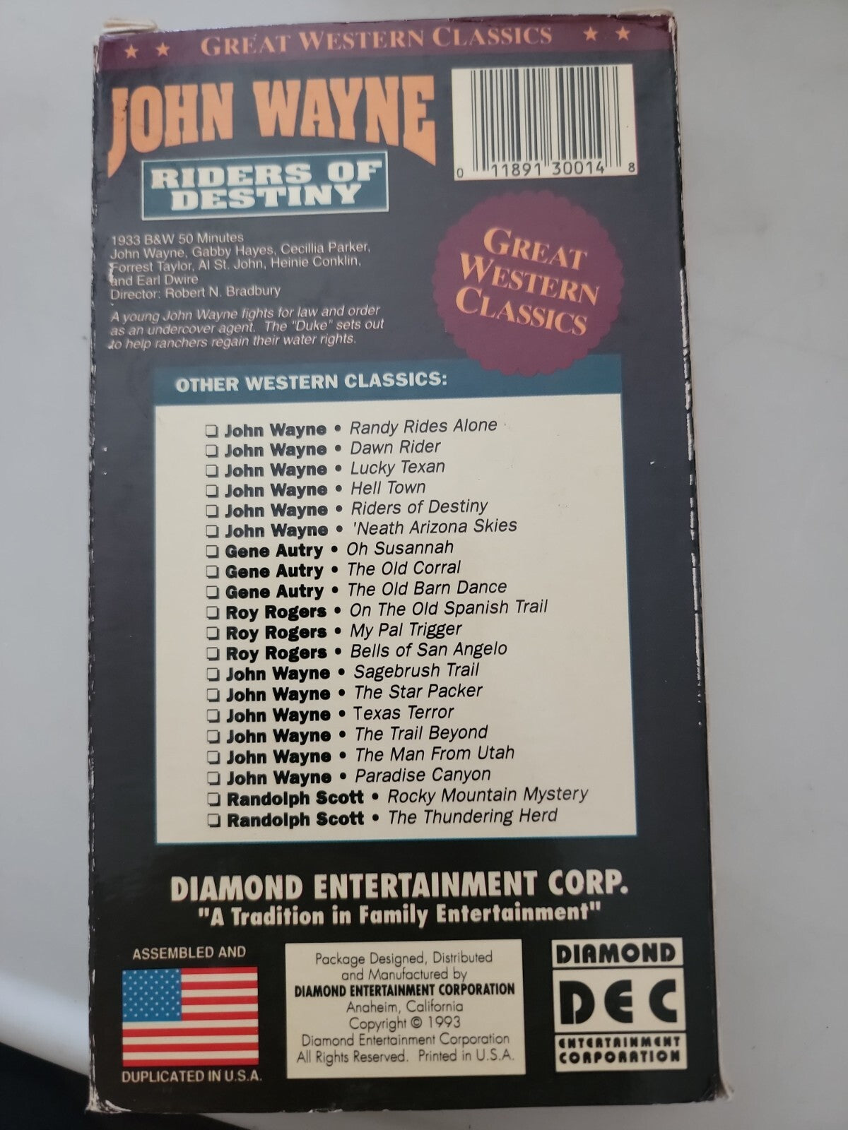 John Wayne Riders of Destiny VHS Western Classic. Vintage. Great condition.