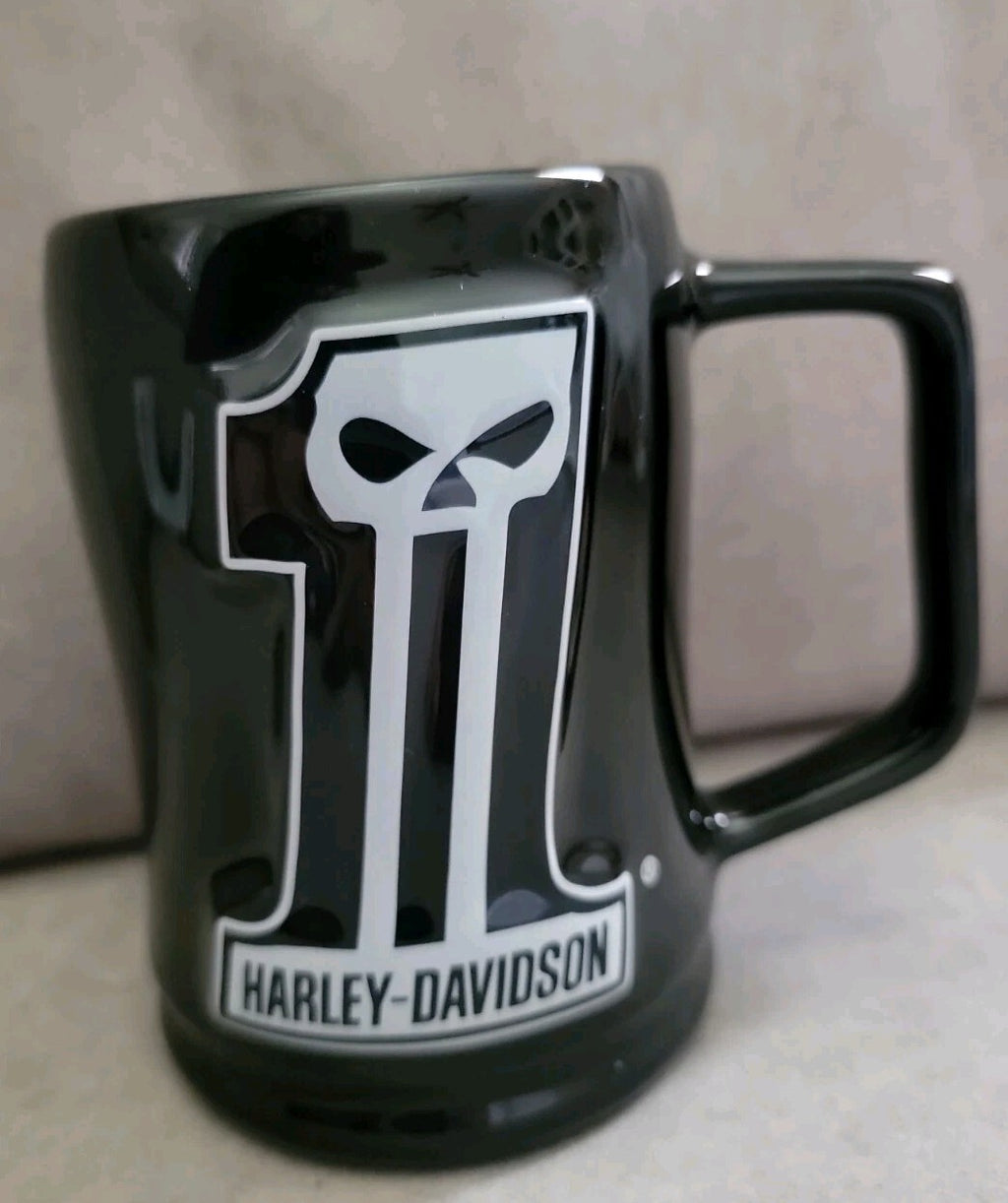 Harley-Davidson Punisher Skull Black Ceramic Coffee Mug 2015 Official H-D Cup