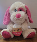 Sweet Heart Plush Puppy Dog Holding Cupcake White Pink Stuffed Animal Toy