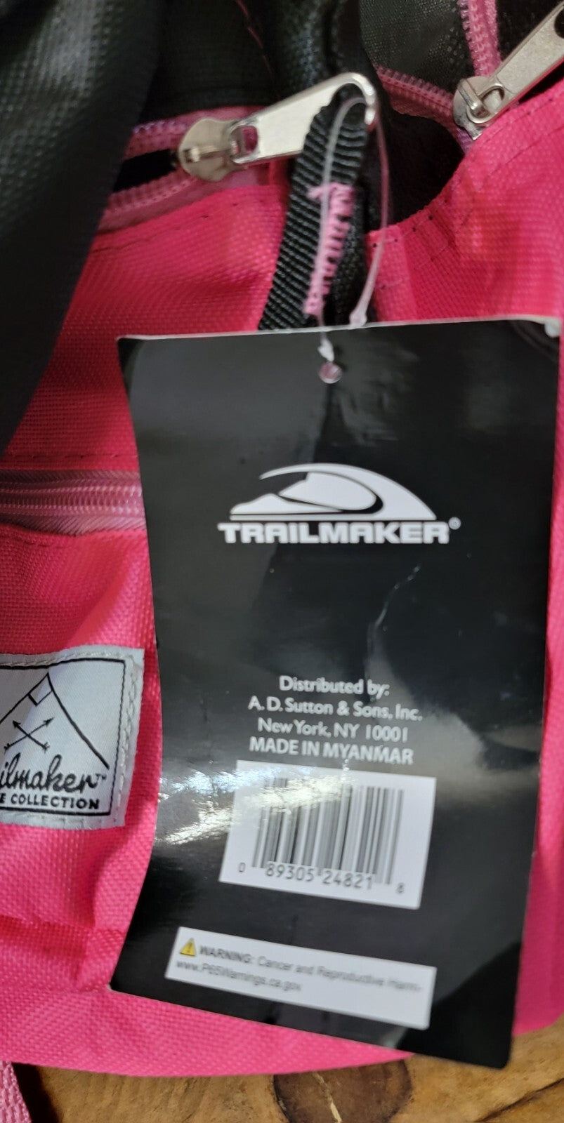 Trailmaker Pink Black Backpack School Travel Book Bag NWT