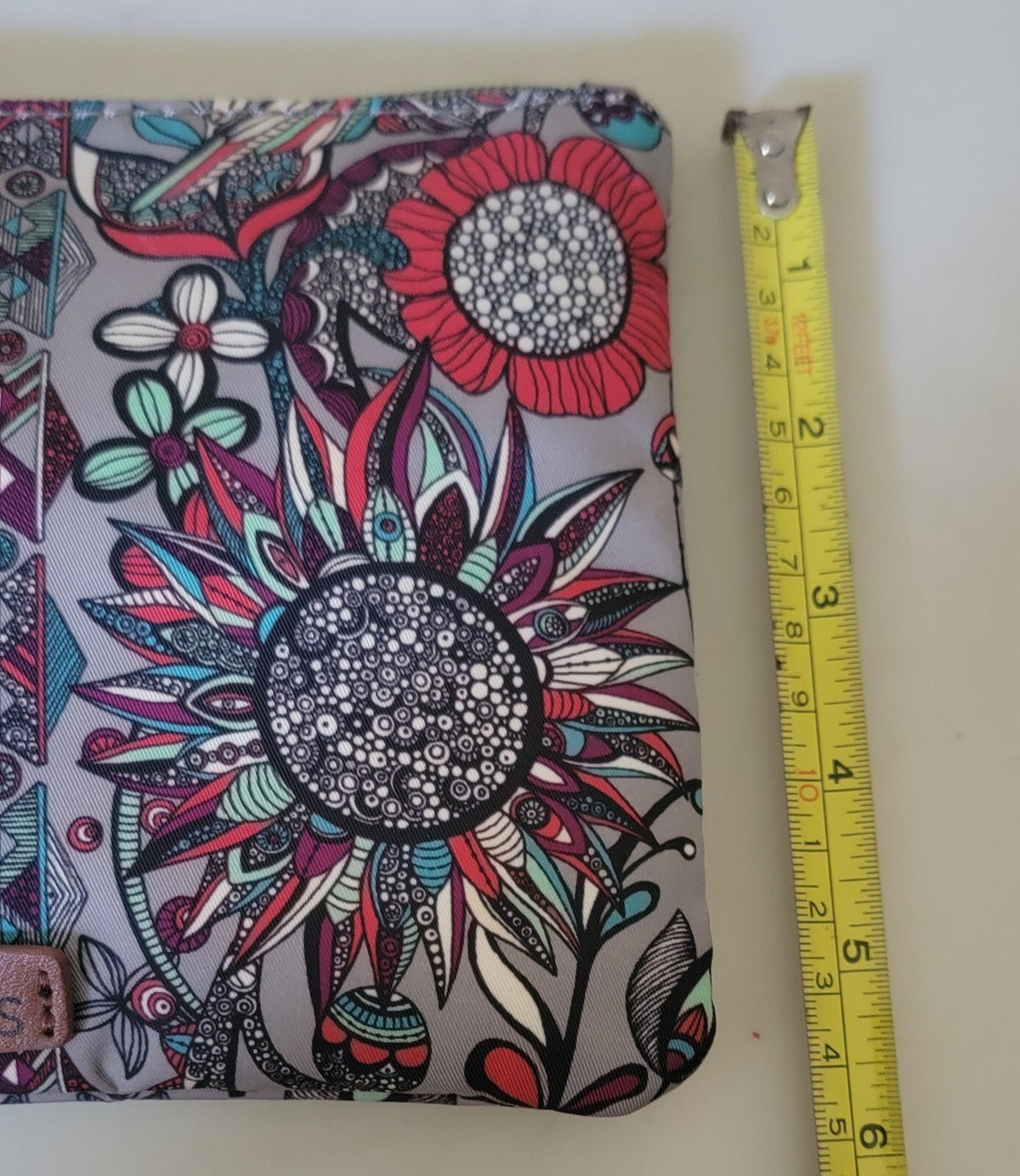 Sakroots Metro Tote Zip Pouch Floral Owl Boho Print Multicolor 9x6