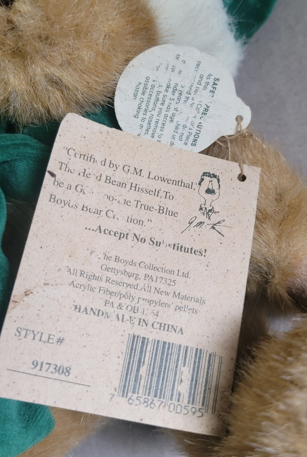 Boyds Bears Plush "C.Z. Comet" teddy bear Christmas star green scarf & hat