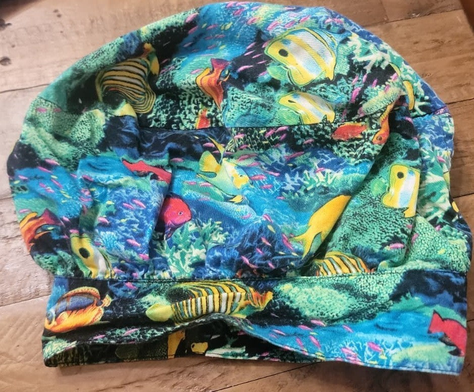 Five Star Fundamentals Aquarium Fish Chef Scrub Pants & Hat Set XS Colorful