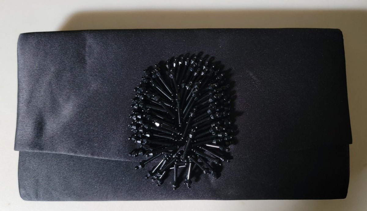 Vintage Charming Charlie Black Evening Bag With Beading Accent
