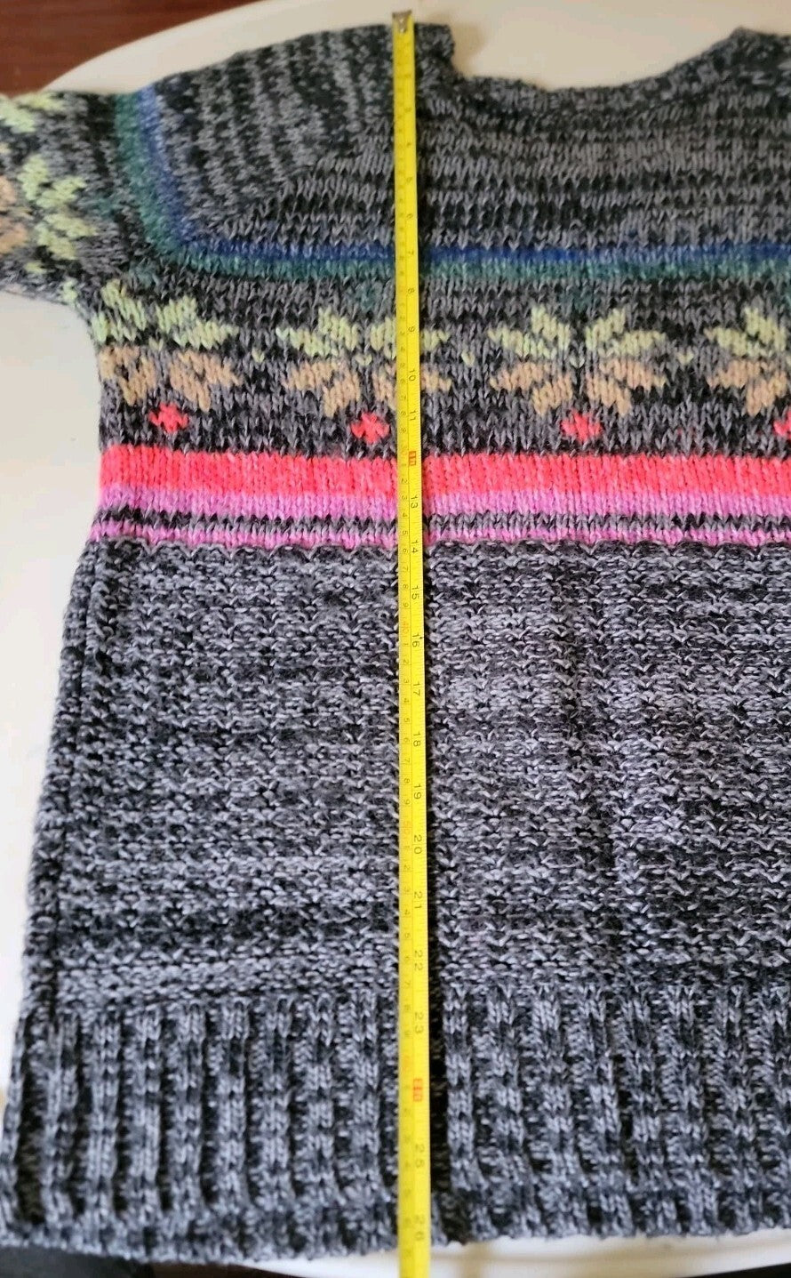 American Eagle Womens S Fair Isle Sweater Wool Mohair Blend Gray Multicolor