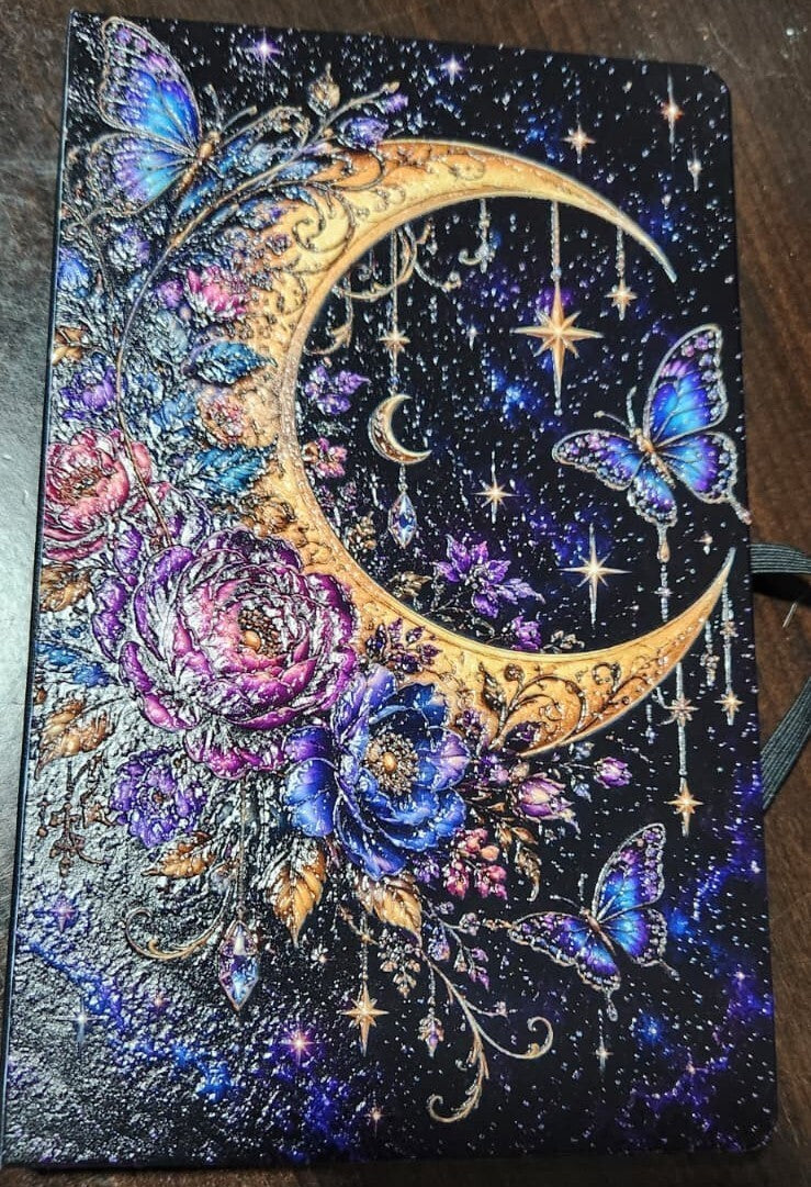 Moleskine Journal – Stunning 3D UV Printed Celestial Moon & Butterfly Design