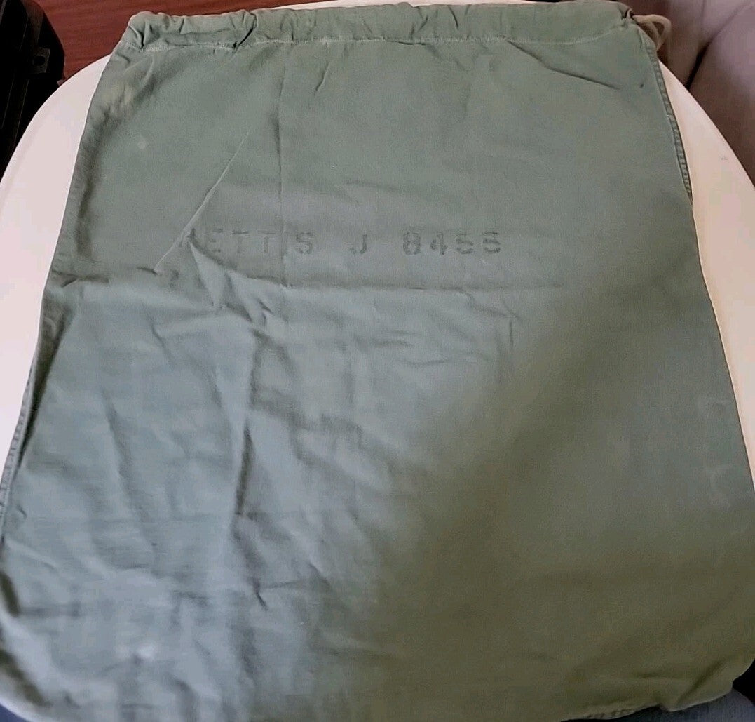 US Military Barracks Cotton Canvas Laundry Bag, Olive Green