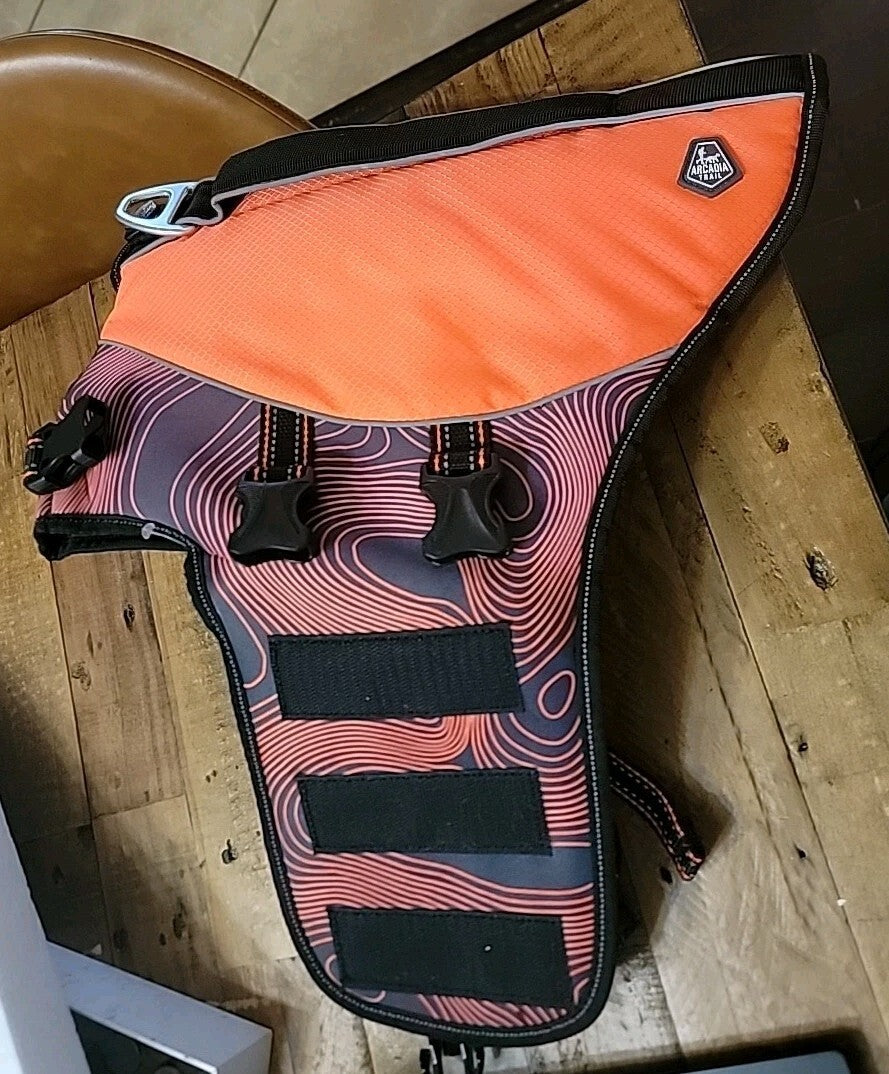 Arcadia Trail High Visibility Floatation Aid Medium orange dog life jacket
