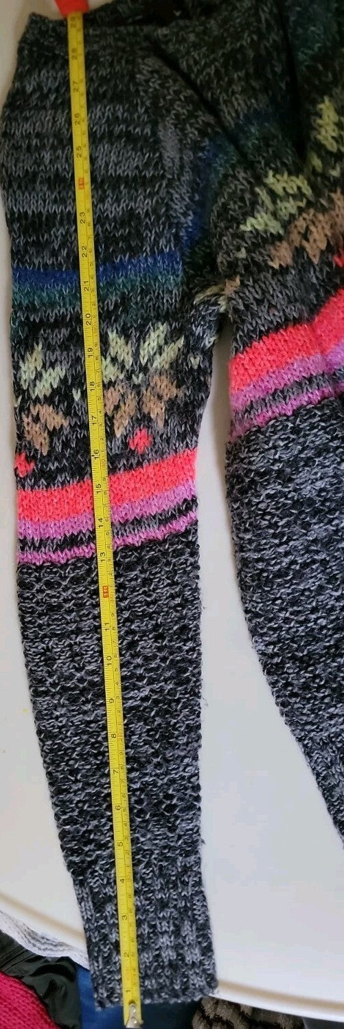 American Eagle Womens S Fair Isle Sweater Wool Mohair Blend Gray Multicolor