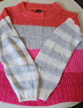 GAP Womens L Tall Luxe Stripe Boatneck Sweater Pink Gray Wool Alpaca Blend