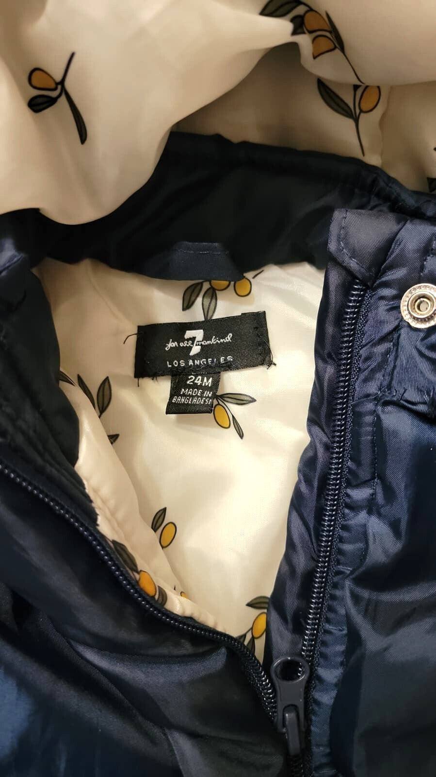 7 For All Mankind Baby Toddler Coat 24M Navy Puffer Jacket Faux Fur Hood