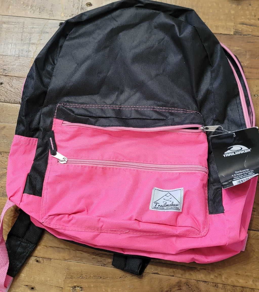 Trailmaker Pink Black Backpack School Travel Book Bag NWT