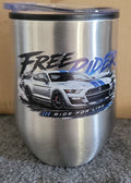 Free Rider Mustang 12oz Stainless Steel Wine Tumbler with Lid – Car Lover Travel Cup