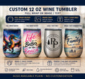 Custom UV Printed 12 oz Stemless Wine Tumbler with Lid