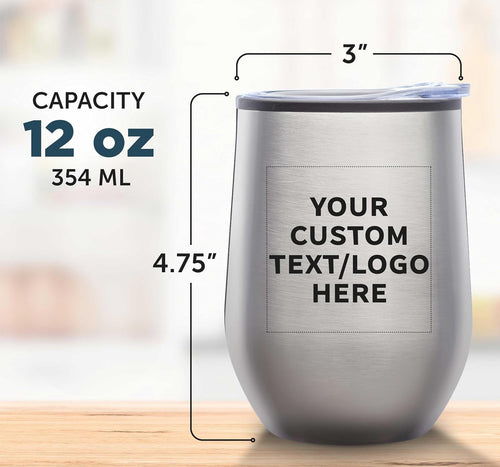 Custom UV Printed 12 oz Stemless Wine Tumbler with Lid