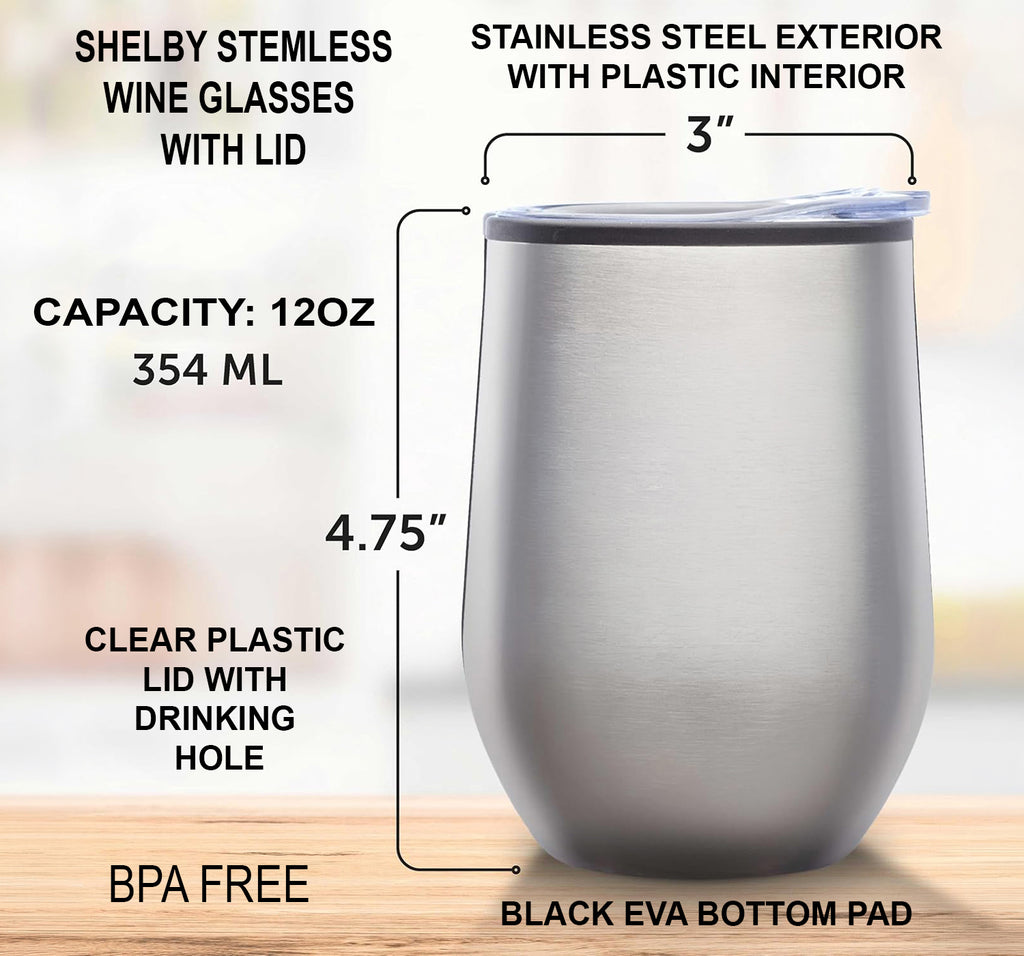 Custom UV Printed 12 oz Stemless Wine Tumbler with Lid