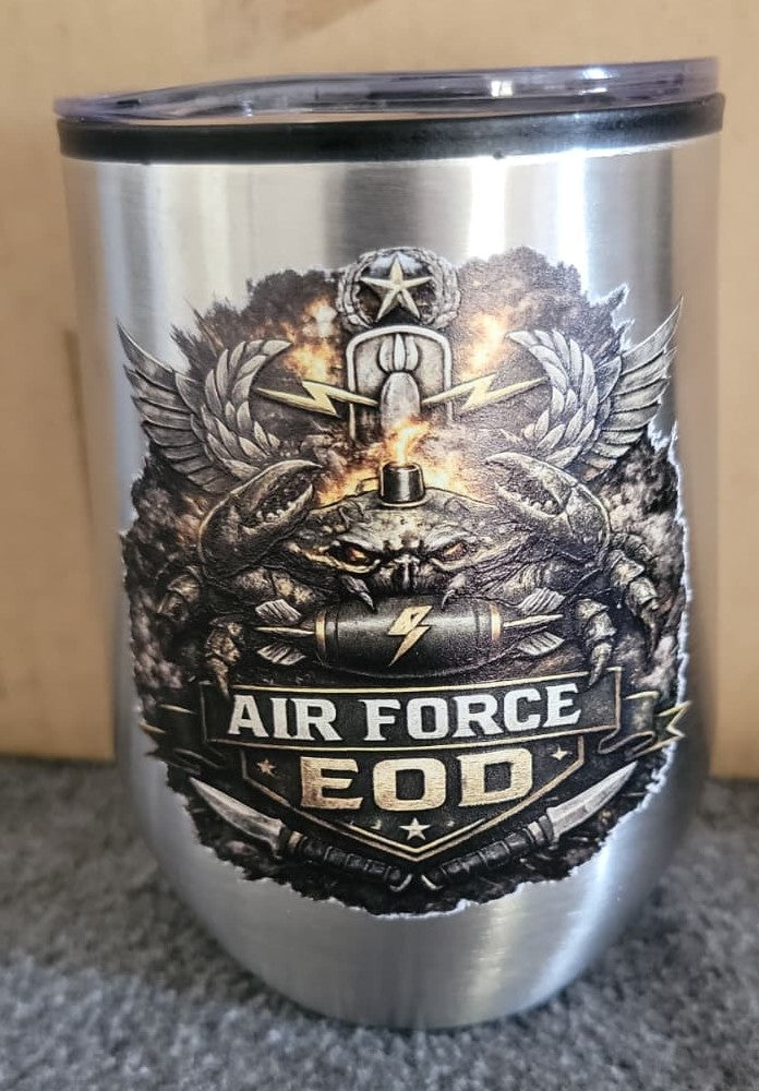 Air Force EOD 12 oz Stainless Steel Tumbler with Lid – UV Printed