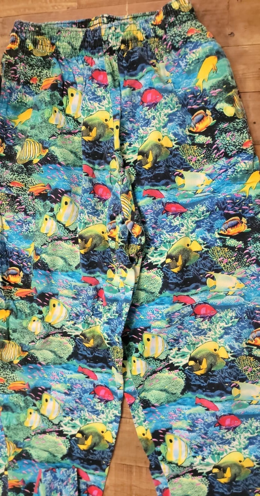 Five Star Fundamentals Aquarium Fish Chef Scrub Pants & Hat Set XS Colorful