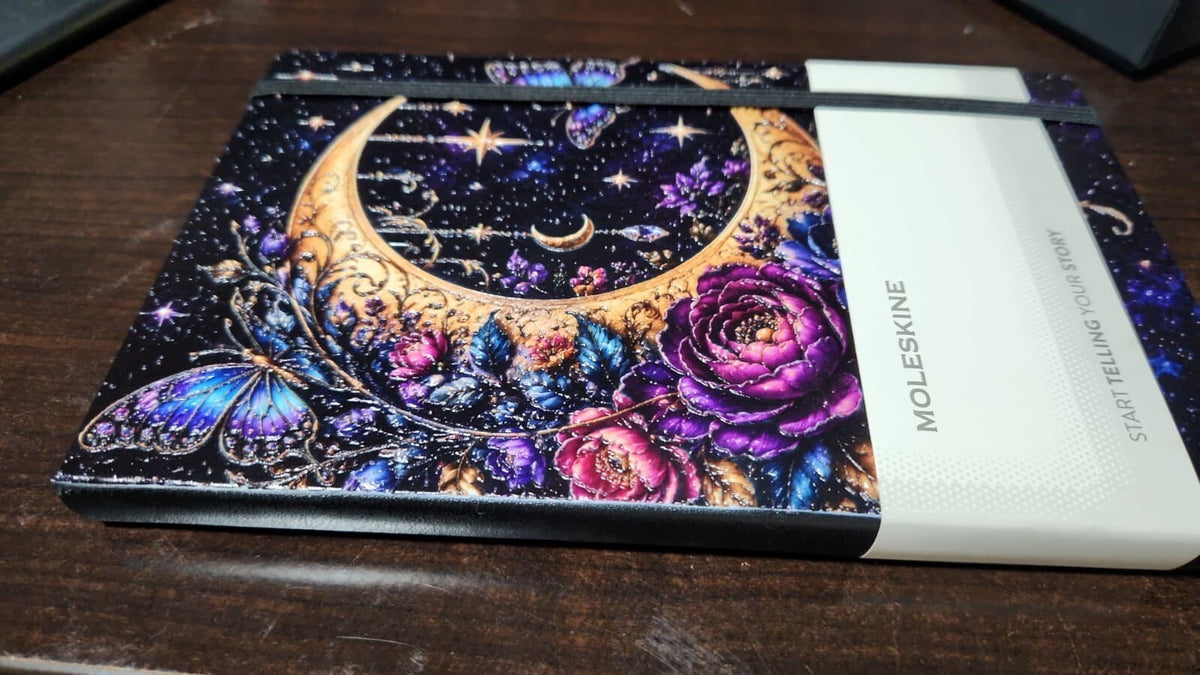 Moleskine Journal – Stunning 3D UV Printed Celestial Moon & Butterfly Design