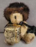 Boyds Bears Ivanna Spendalot plush teddy bear w/ gift box & faux fur hat tags