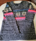 American Eagle Womens S Fair Isle Sweater Wool Mohair Blend Gray Multicolor
