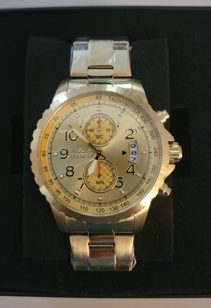 New Invicta Specialty Men's Gold Tone Quartz Chronograph Watch 47mm w/Box