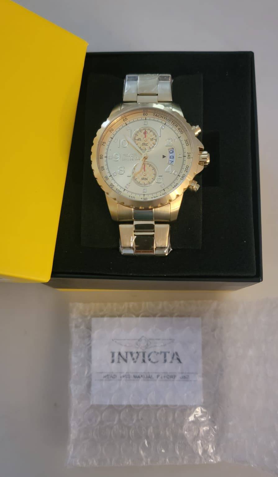 New Invicta Specialty Men's Gold Tone Quartz Chronograph Watch 47mm w/Box