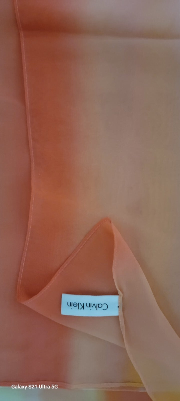 Calvin Klein Women’s Sheer Scarf Wrap Coral Pink Yellow White Colorblock...