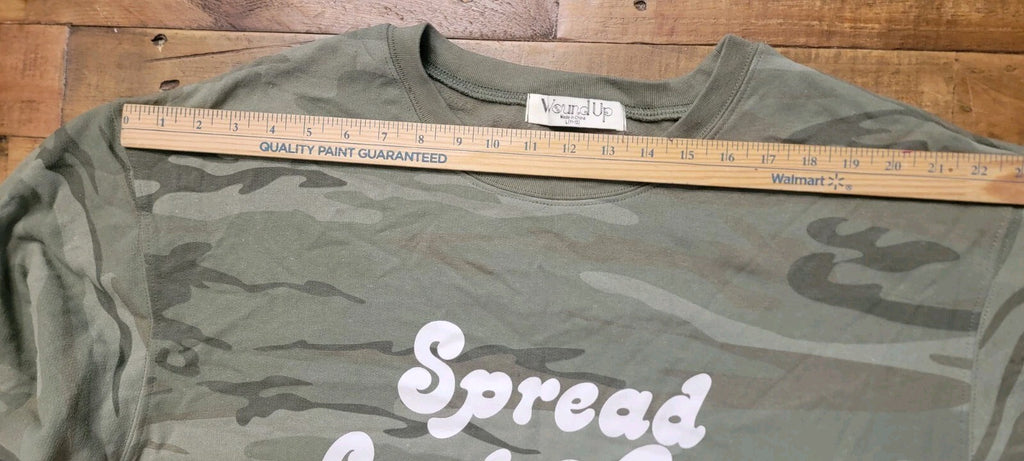 Girls Camo Sweatshirt L 11-13 Spread Good Vibes Green Pullover Fleece