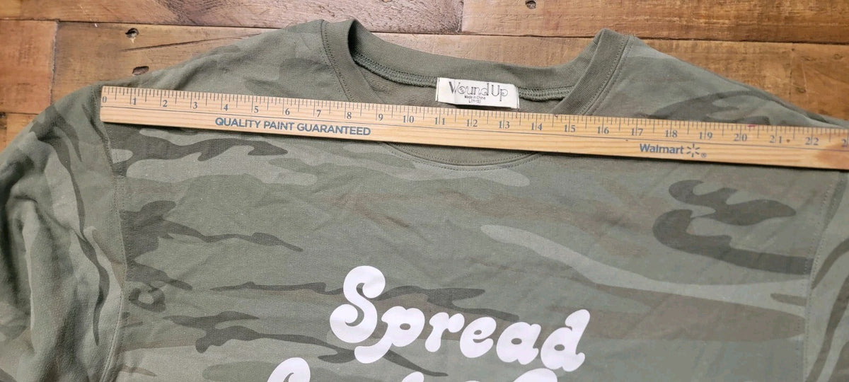 Girls Camo Sweatshirt L 11-13 Spread Good Vibes Green Pullover Fleece