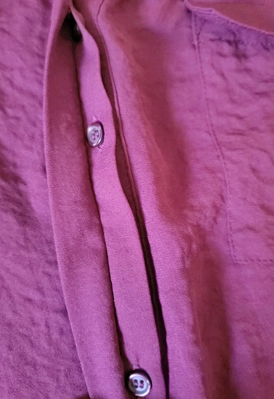 a.n.a Burgundy Solid V-Neck Roll Tab 3/4 Sleeve Pullover Blouse Women's P-XXL