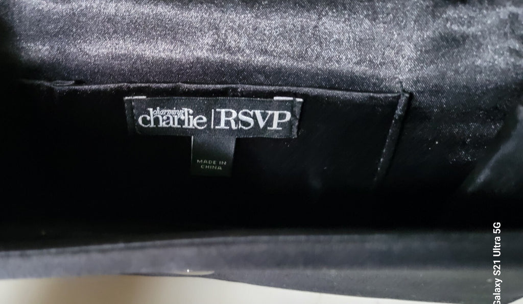 Vintage Charming Charlie Black Evening Bag With Beading Accent