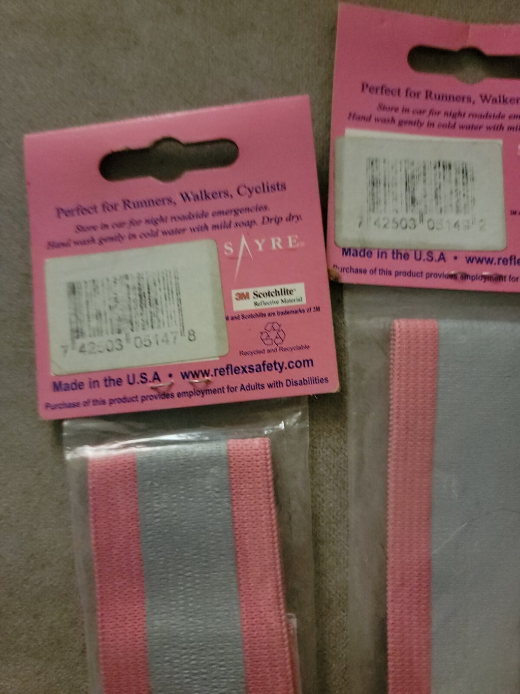 Ladies Pink Reflective Safety Belt & Re-Flex Bands 3M Scotchlite Running Lot NEW