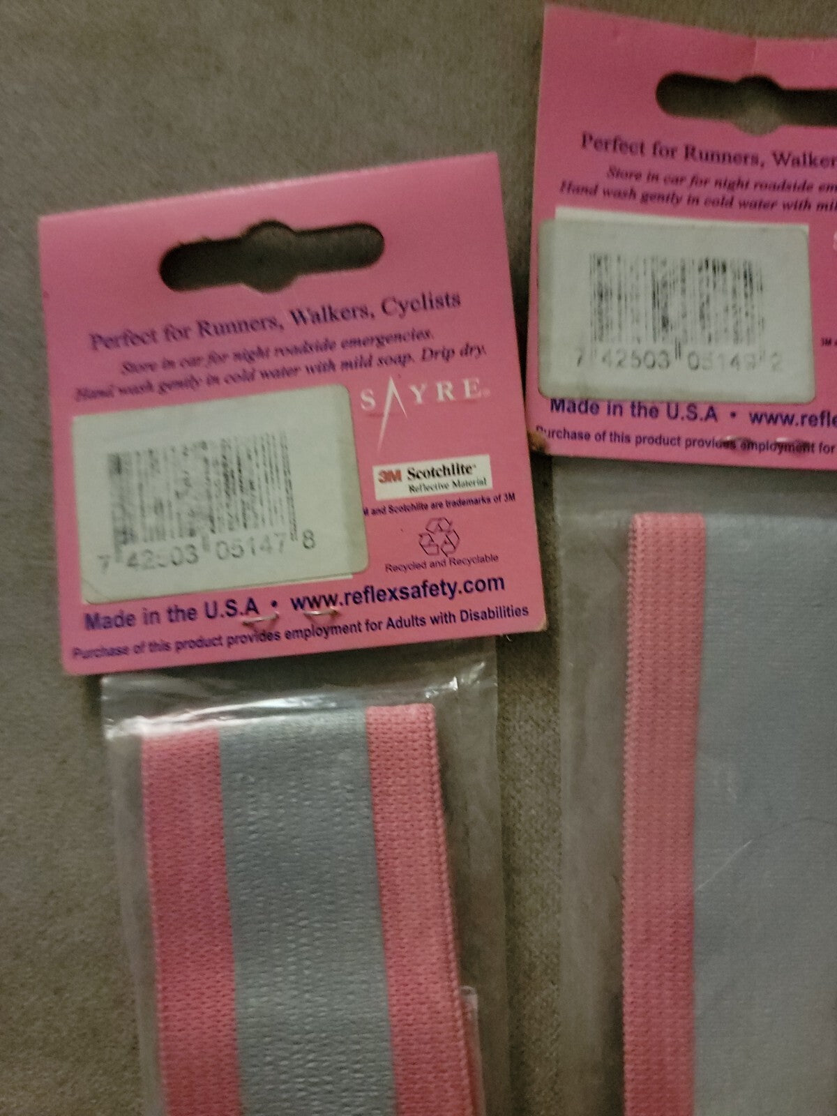 Ladies Pink Reflective Safety Belt & Re-Flex Bands 3M Scotchlite Running Lot NEW