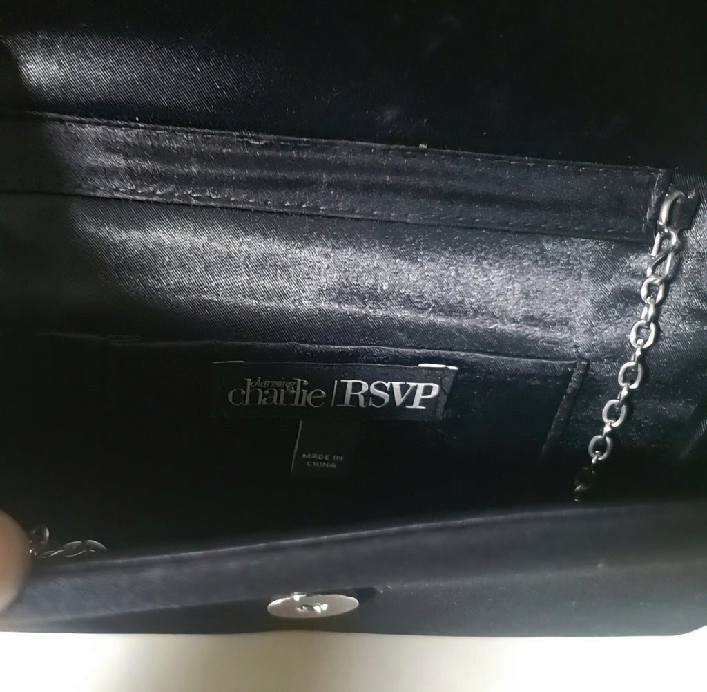 Vintage Charming Charlie Black Evening Bag With Beading Accent