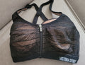 Victoria’s Secret Knockout Sports Bra 32DDD Black Lace Nude Front Zip