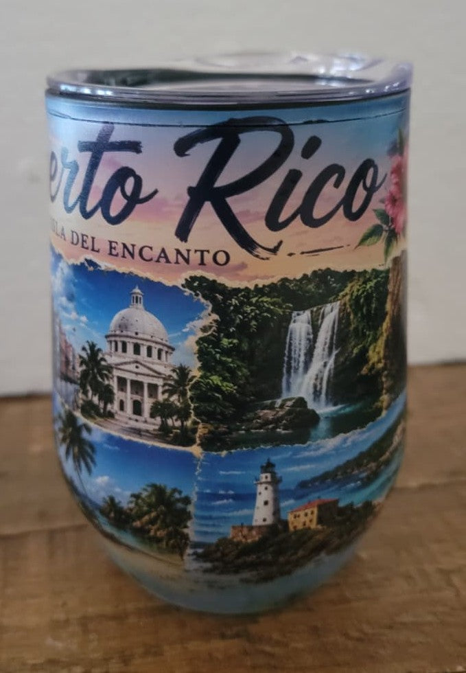 Puerto Rico Full Wrap 12 oz Stainless Steel Tumbler with Lid – UV Printed