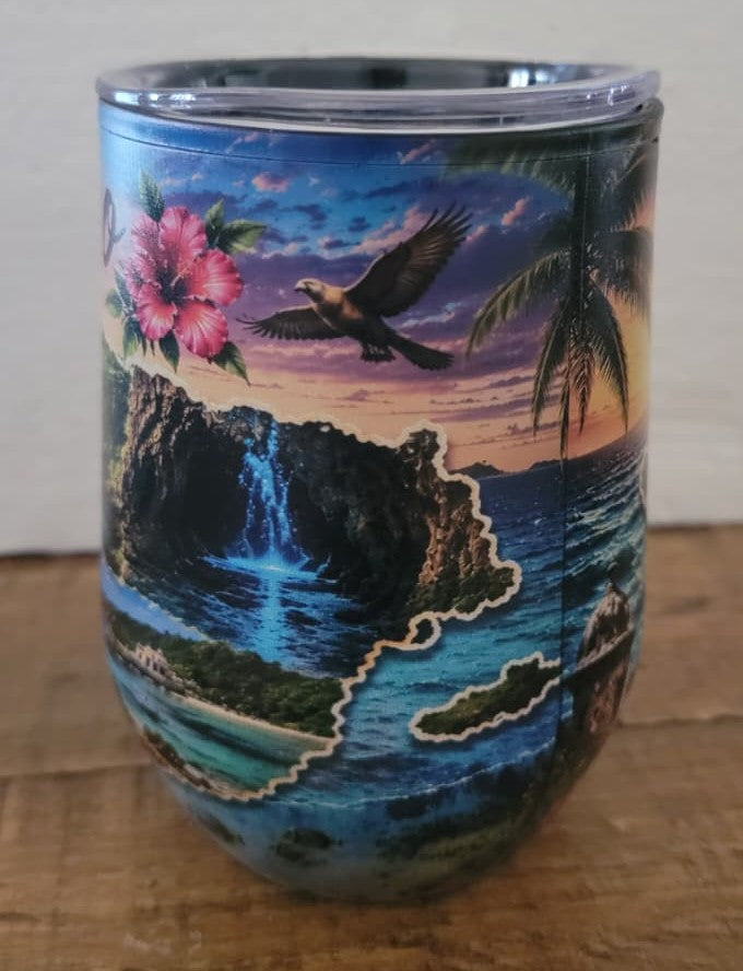Puerto Rico Full Wrap 12 oz Stainless Steel Tumbler with Lid – UV Printed